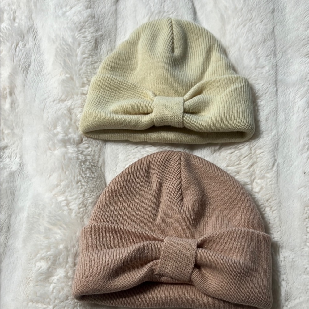 Cozy Cream and Tan Kids Beanie Set